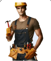 Homem feliz com ferramentas